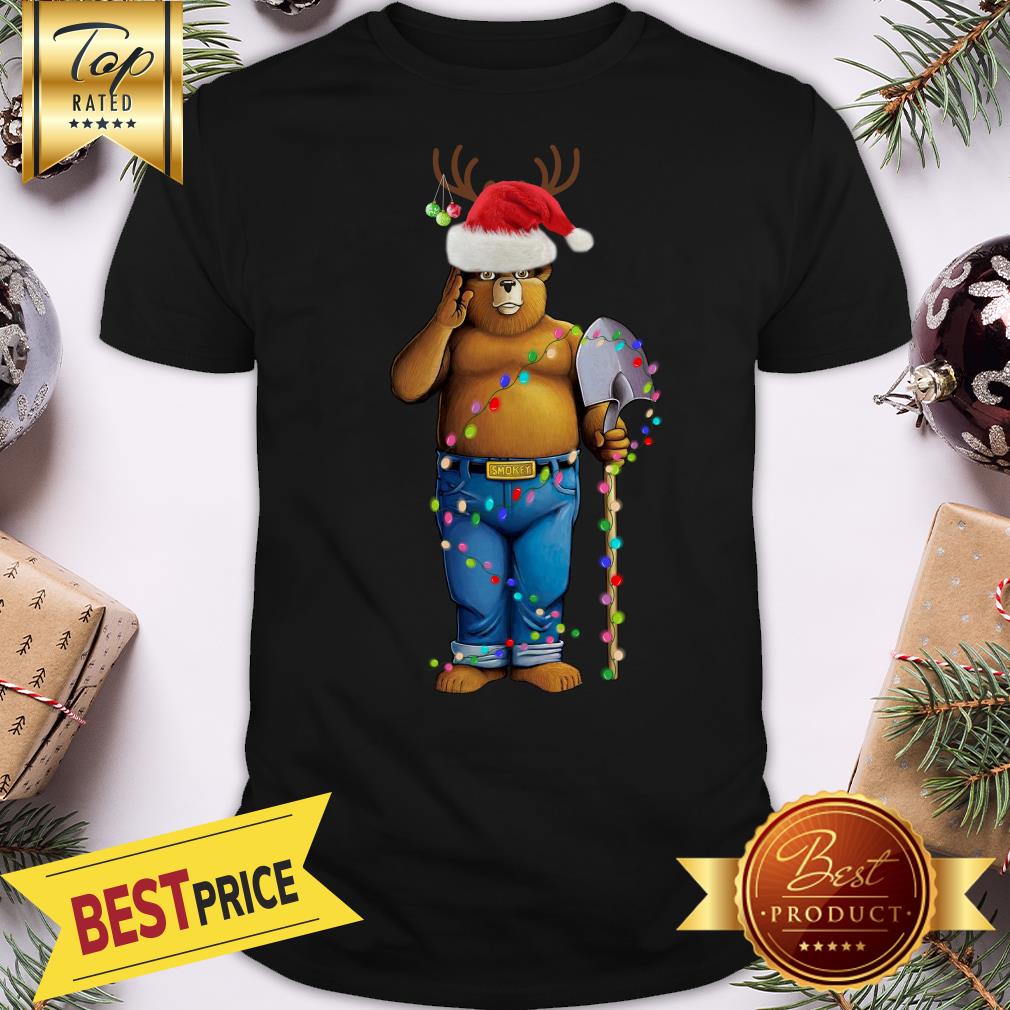 Official Smokey Bear Santa Reindeer Christmas Light Shirt