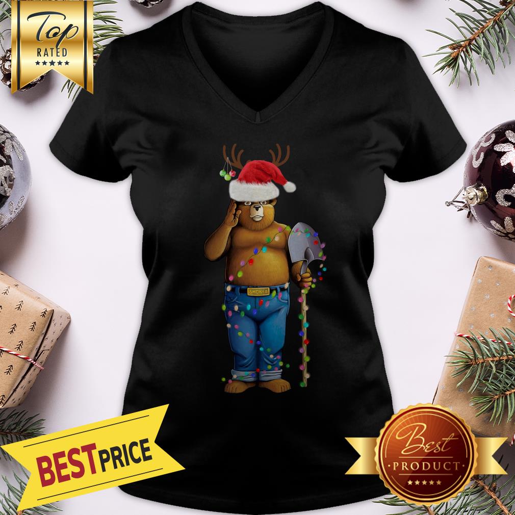 Official Smokey Bear Santa Reindeer Christmas Light Shirt
