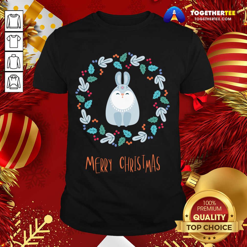 Original Floral Christmas Woodland Rabbit T-Shirt