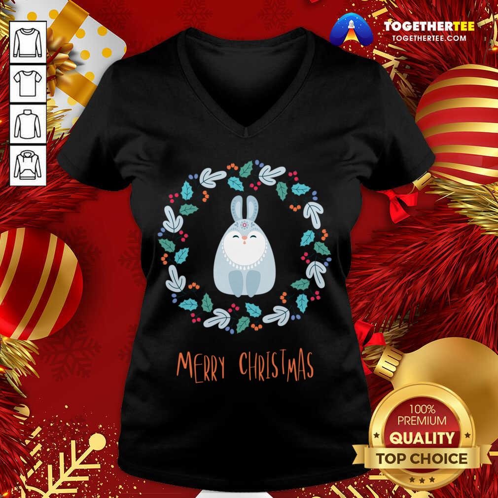 Original Floral Christmas Woodland Rabbit T-Shirt