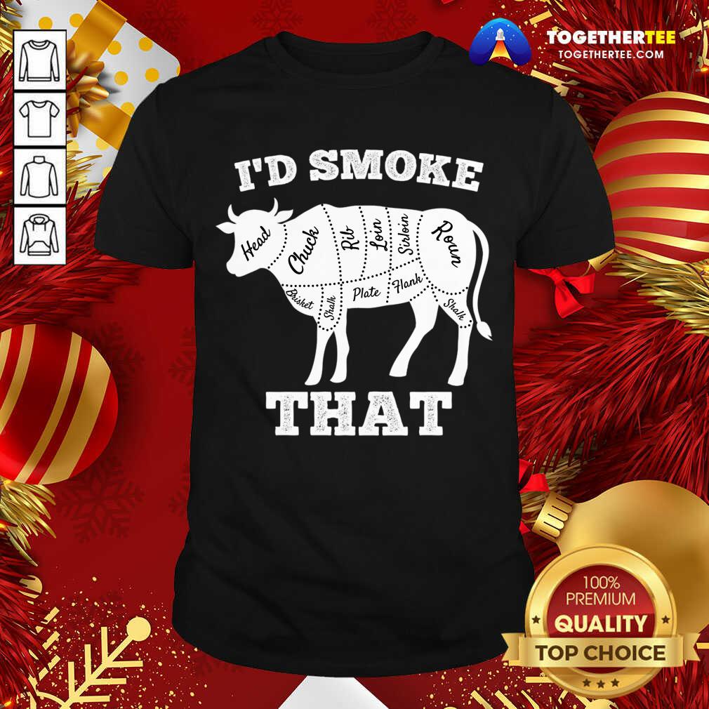 Original I'd Smoke That Cow Funny Grilling Party Saying Vintage T-Shirt