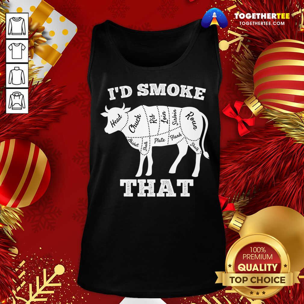 Original I'd Smoke That Cow Funny Grilling Party Saying Vintage T-Shirt