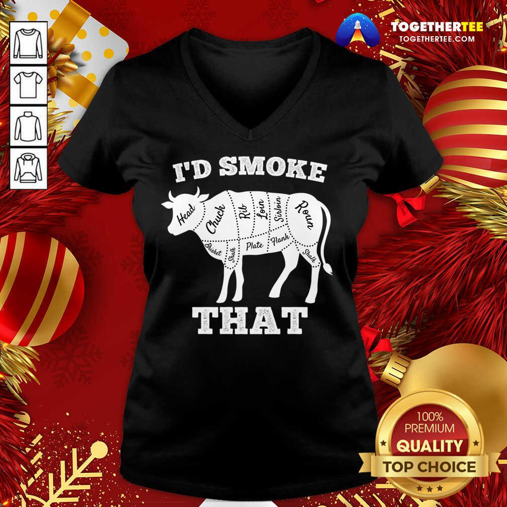 Original I'd Smoke That Cow Funny Grilling Party Saying Vintage T-Shirt