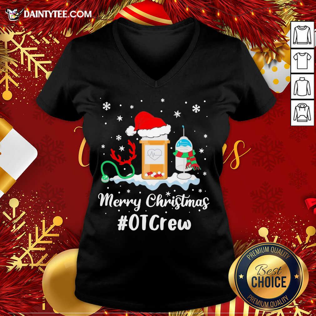 Original Nurse Santa Vaccine Merry Christmas #OT Crew Shirt