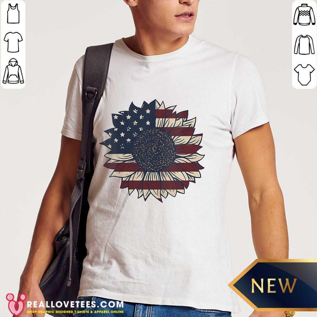 Patriotic American Flag Sunflower 4th Of July Vintage Shirt