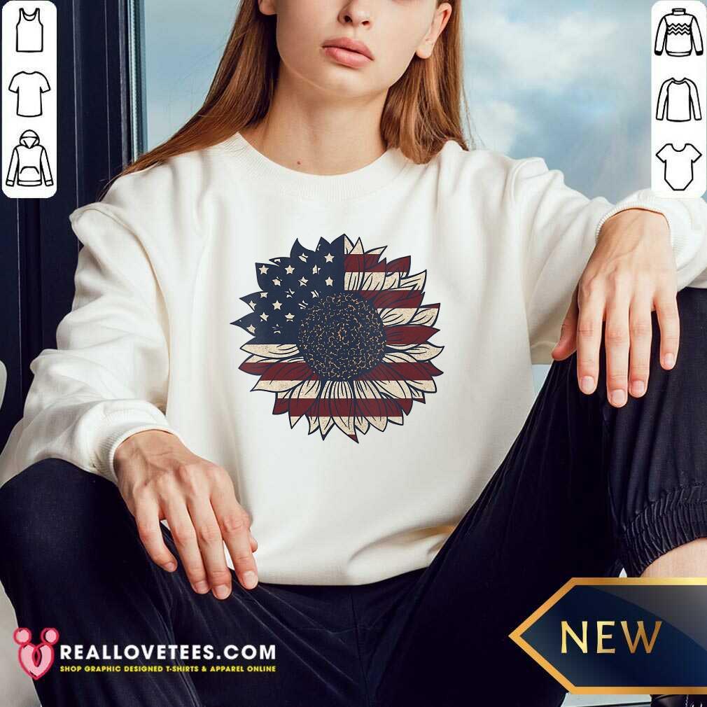 Patriotic American Flag Sunflower 4th Of July Vintage Shirt
