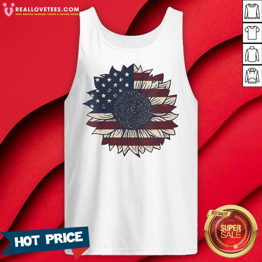 Patriotic American Flag Sunflower 4th Of July Vintage Shirt