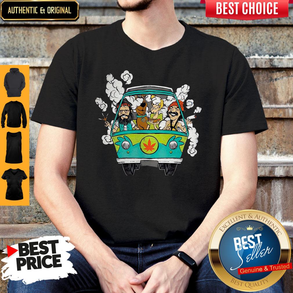 Peace Car Scooby Doo And Hippie Old Man Smoking Weed Shirt