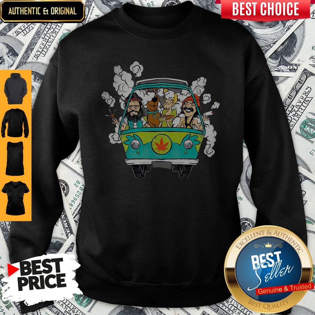 Peace Car Scooby Doo And Hippie Old Man Smoking Weed Shirt