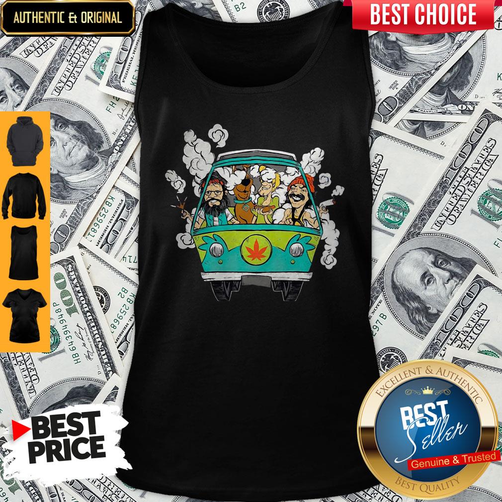 Peace Car Scooby Doo And Hippie Old Man Smoking Weed Shirt