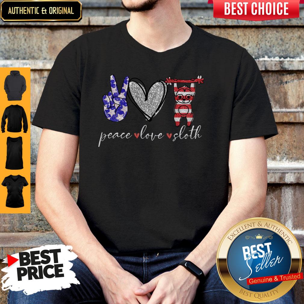 Peace Love Sloth American Flag Shirt