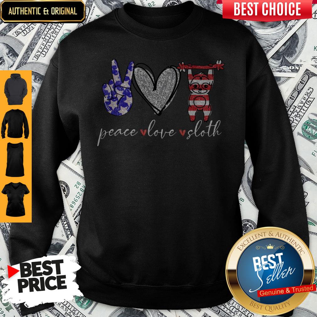 Peace Love Sloth American Flag Shirt