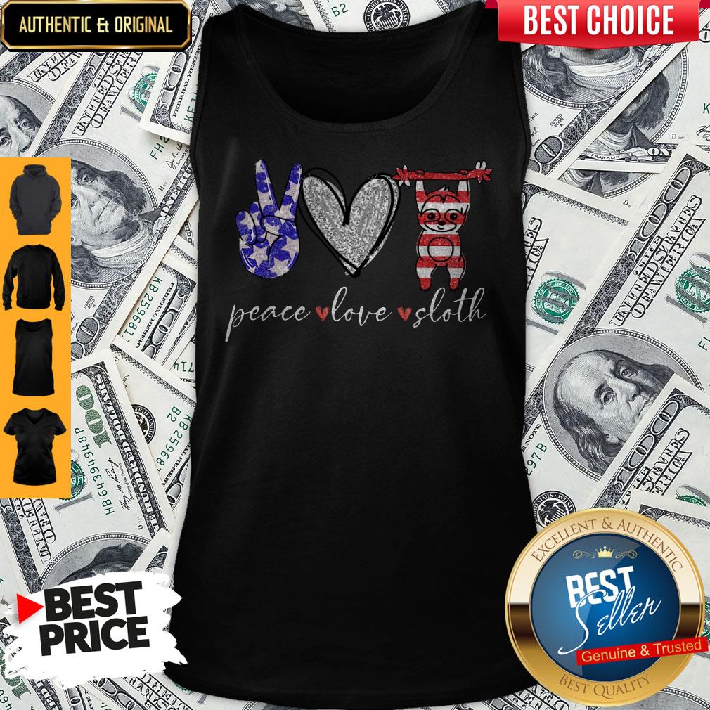 Peace Love Sloth American Flag Shirt
