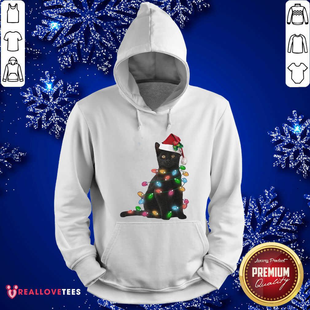 Perfect Black Cat Hat Santa Happy Light Christmas 2020 Shirt