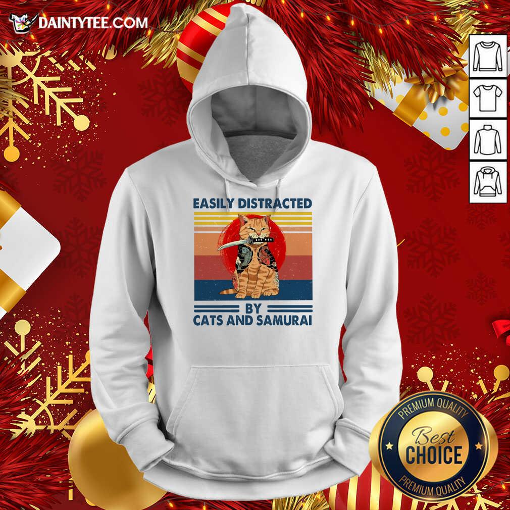 Perfect Easily Distracted By Cats And Samurai Vintage Shirt
