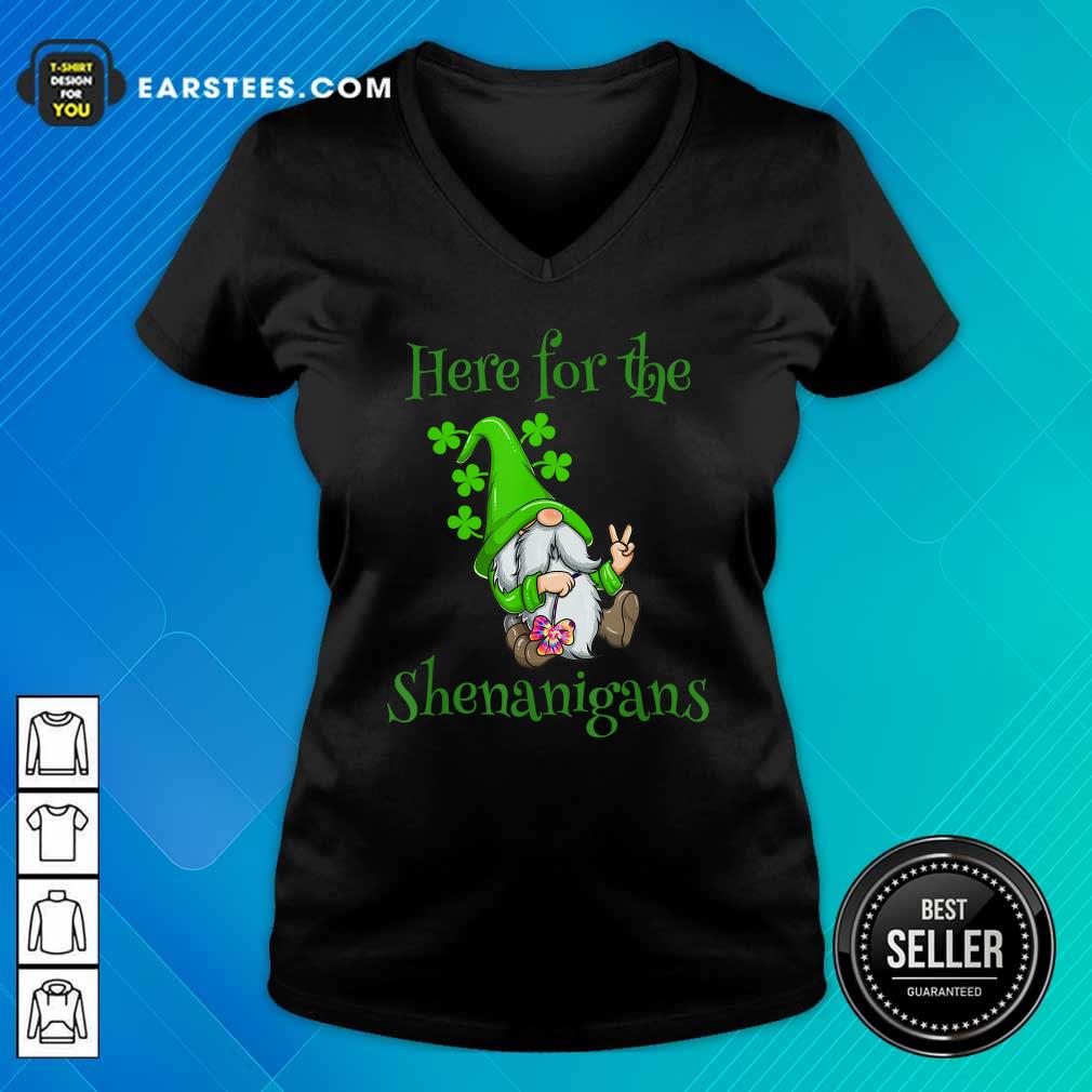 Perfect Here For The Shenanigans Hippie Gnome St Patricks Day Shirt