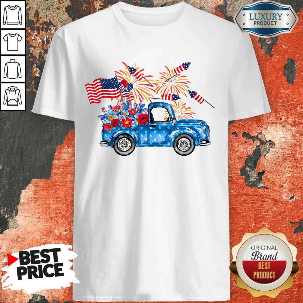 Pickup Truck 4th Of July American Flag Shirt