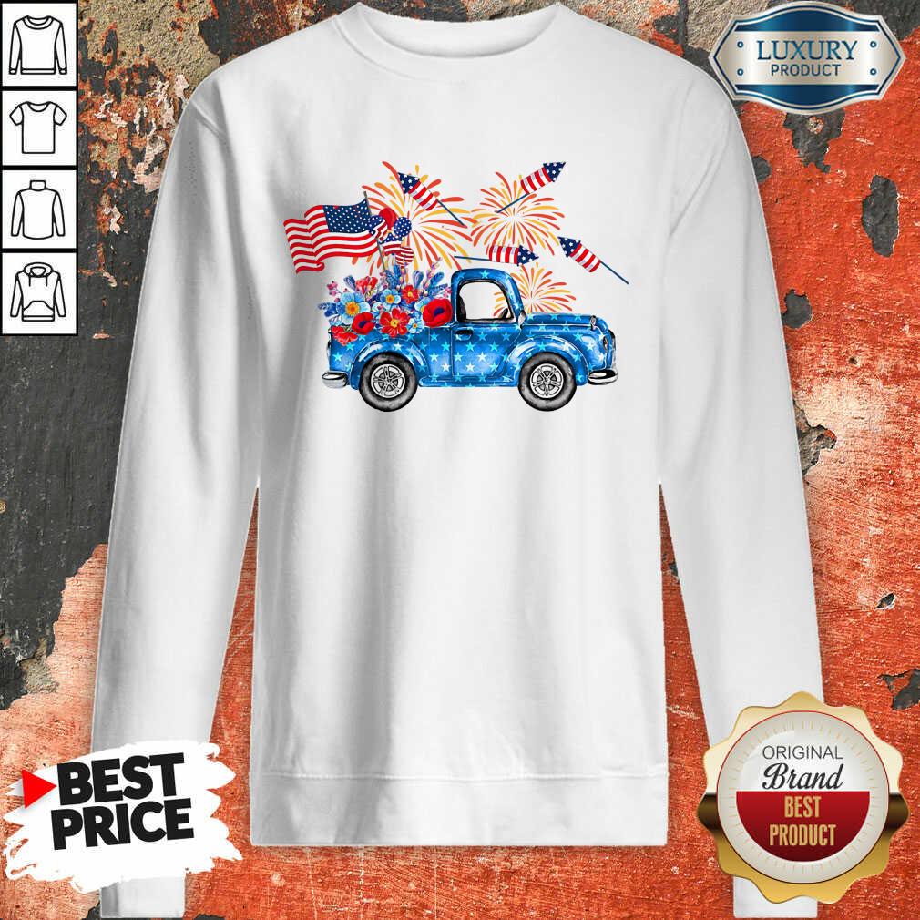 Pickup Truck 4th Of July American Flag Shirt