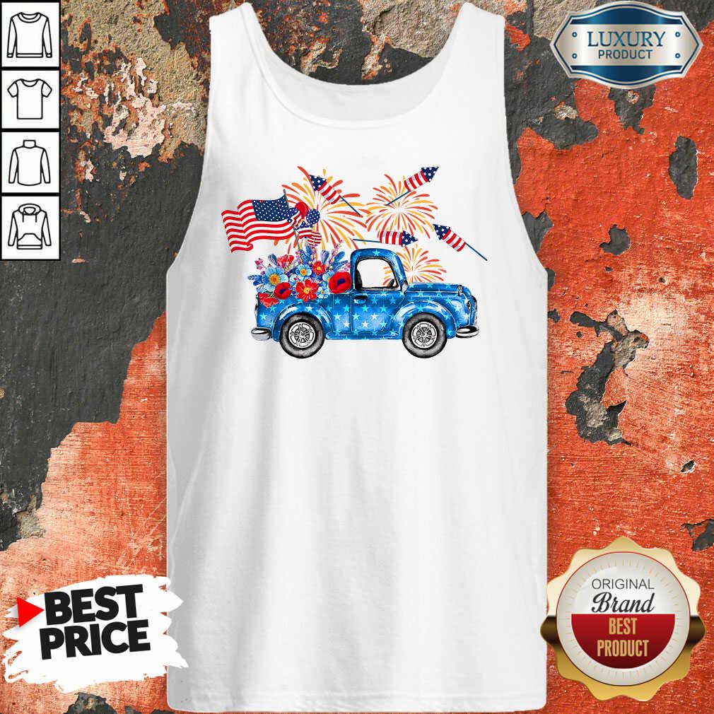 Pickup Truck 4th Of July American Flag Shirt
