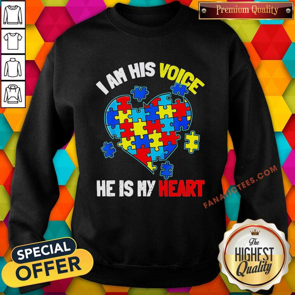 Premium Autism I Am His Voice He Is My Heart Shirt