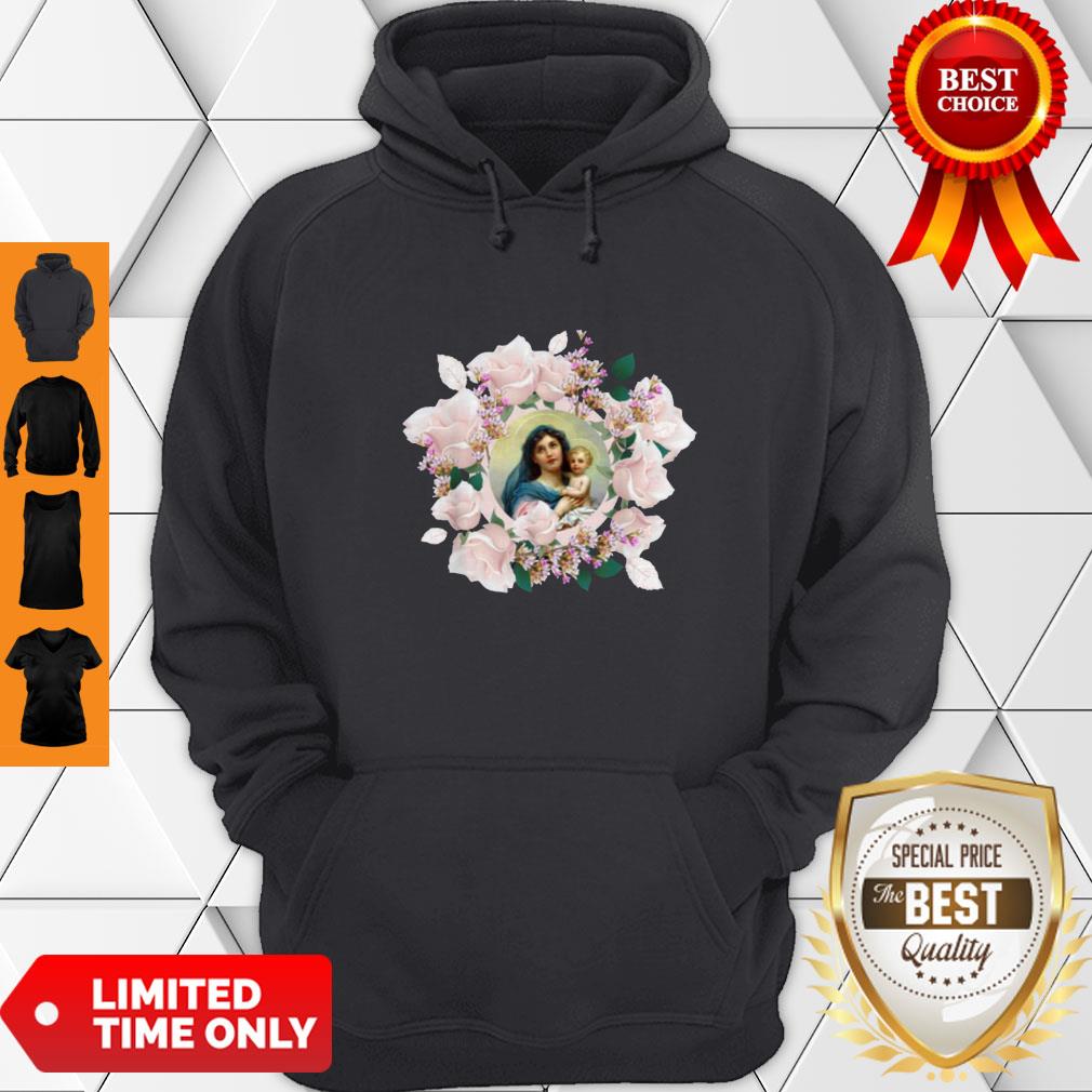 Premium Blessed Mother Mary And Jesus Flowers Shirt