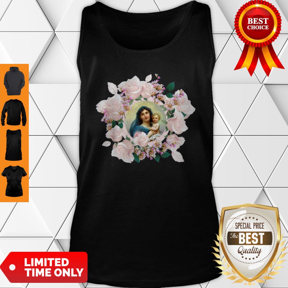 Premium Blessed Mother Mary And Jesus Flowers Shirt