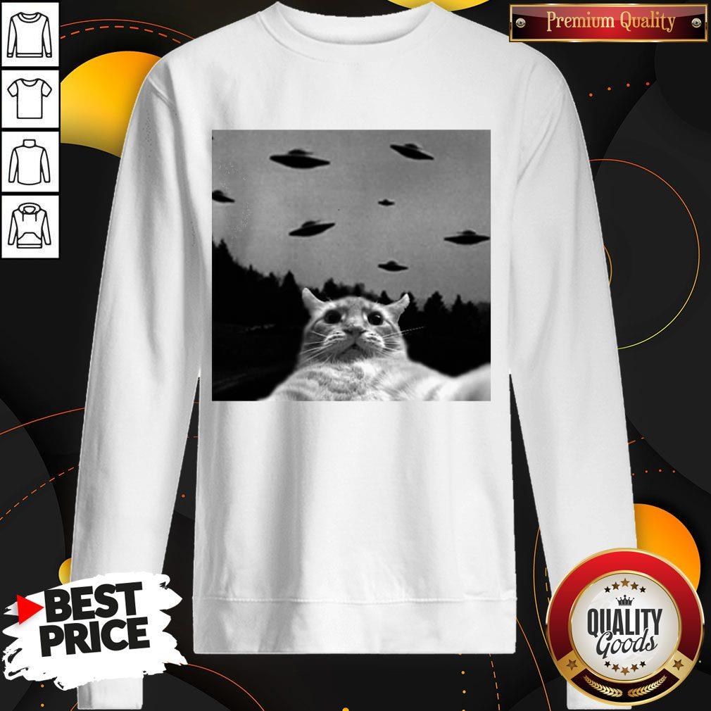 Premium Cat Selfie Ufos Shirt
