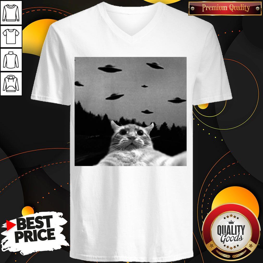 Premium Cat Selfie Ufos Shirt