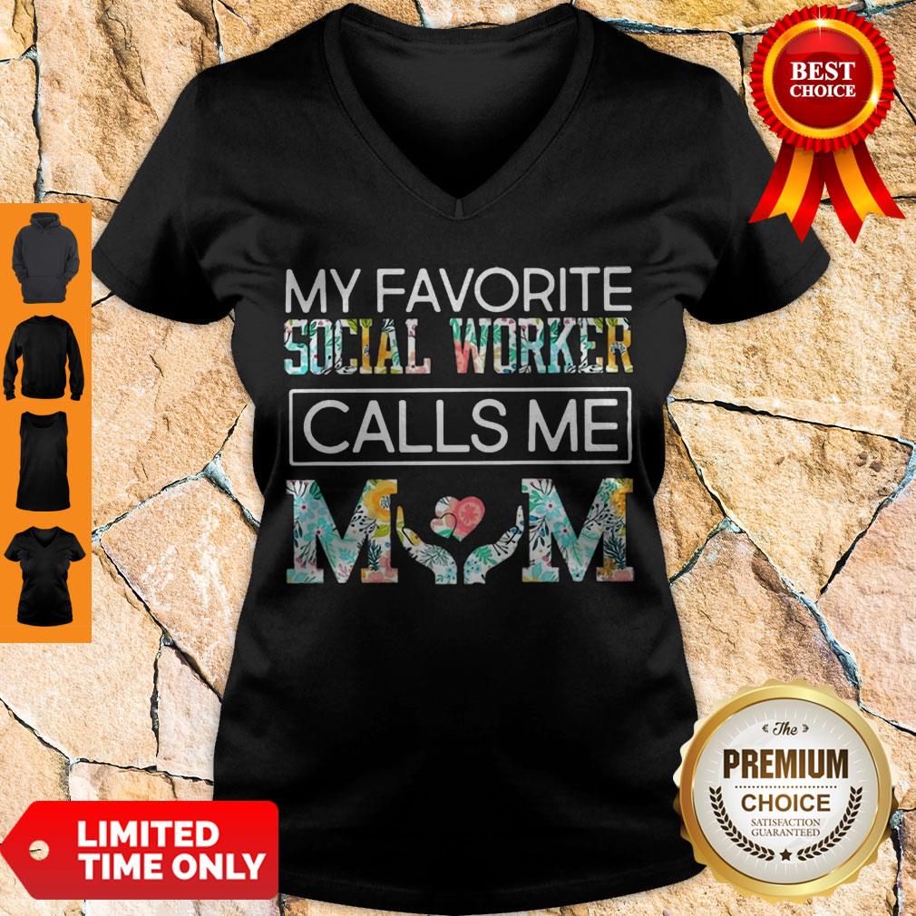 Premium My Favorite Social Worker Calls Me Mom Floral Shirt
