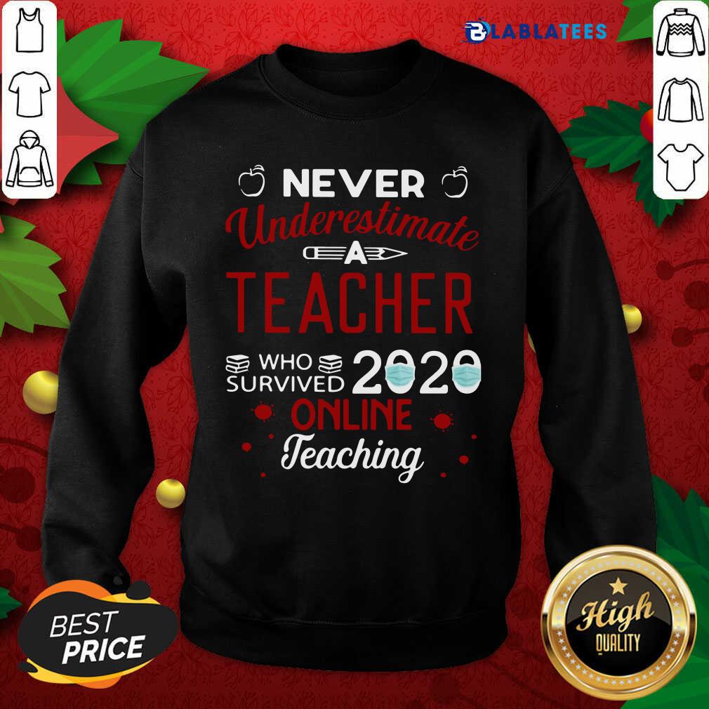 Premium Never Underestimate Teacher Who Survived 2020 Online Teaching Shirt