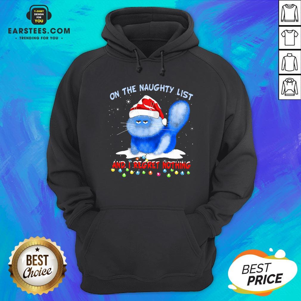 Premium Santa Cat On The Naughty List And I Regret Nothing Christmas Shirt