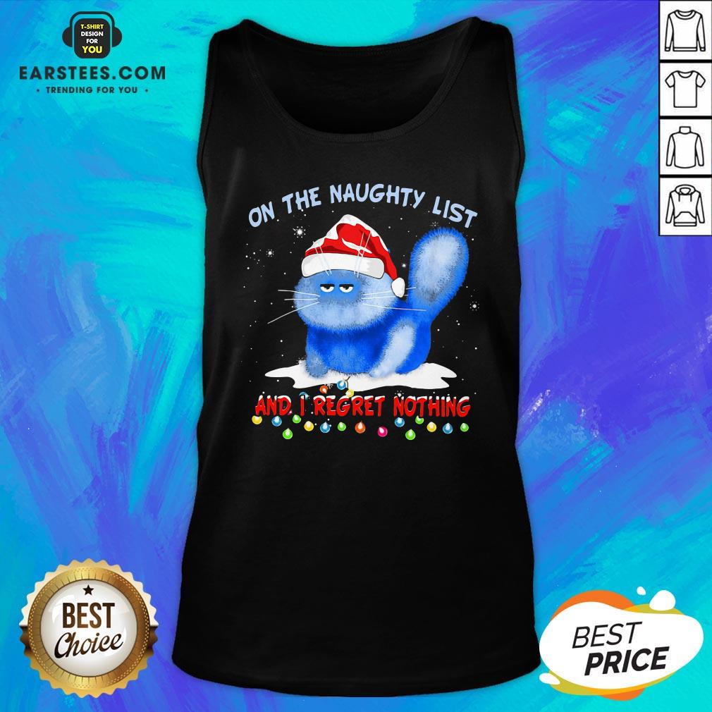 Premium Santa Cat On The Naughty List And I Regret Nothing Christmas Shirt