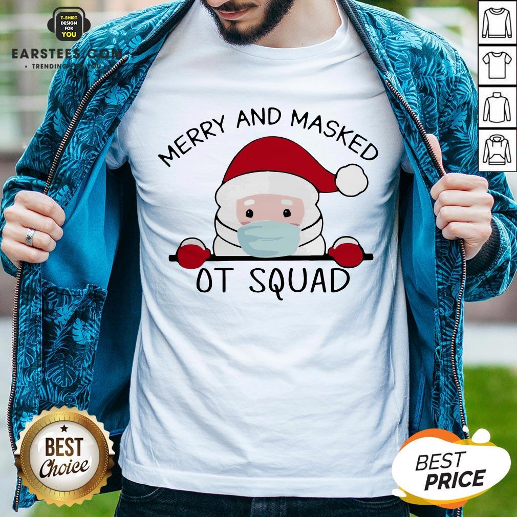 Premium Santa Face Mask Merry And Masked Ot Squad Christmas Shirt