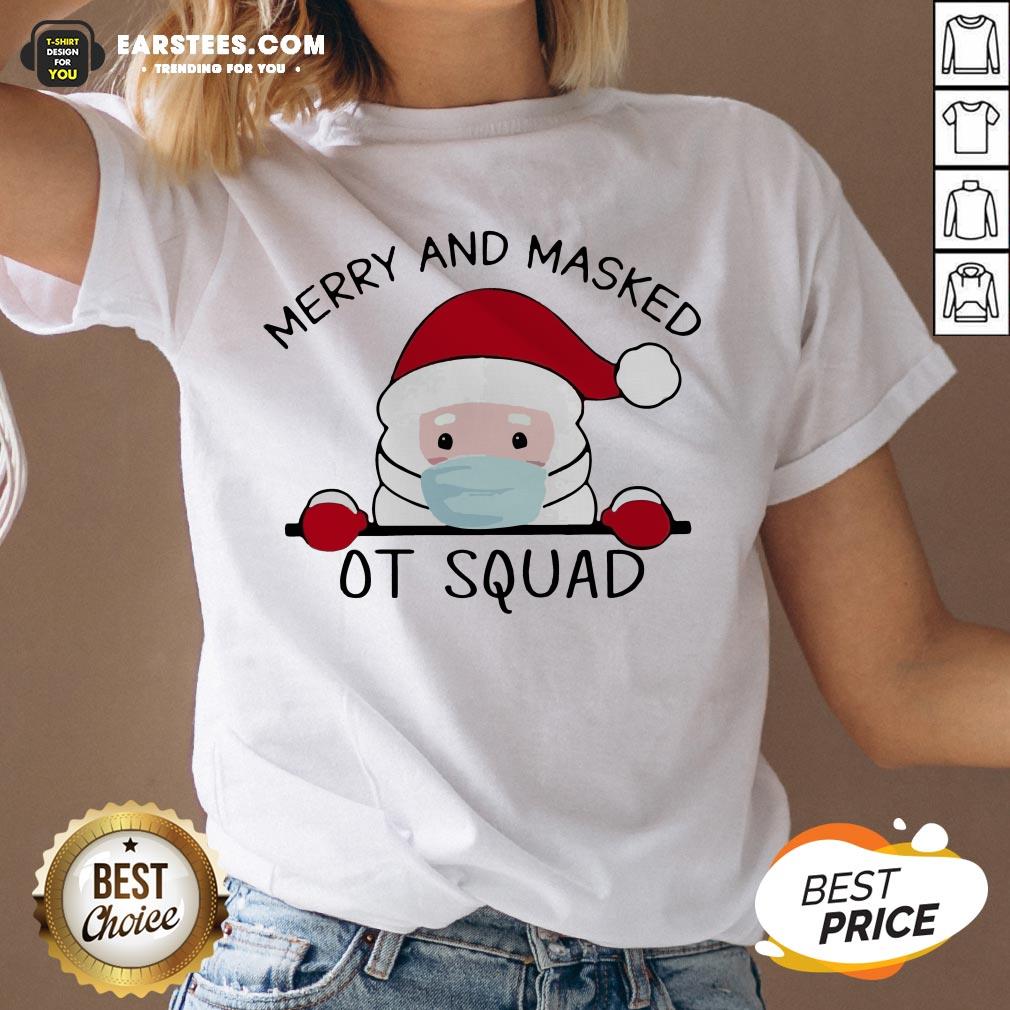 Premium Santa Face Mask Merry And Masked Ot Squad Christmas Shirt