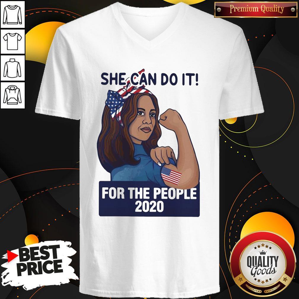 Premium She Can Do It For The People 2020 Lady American Flag Shirt