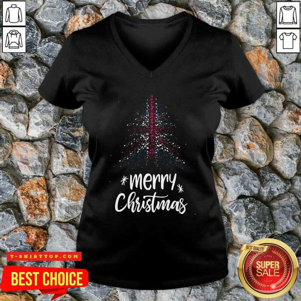 Premium Tree England Flag Merry Christmas Shirt