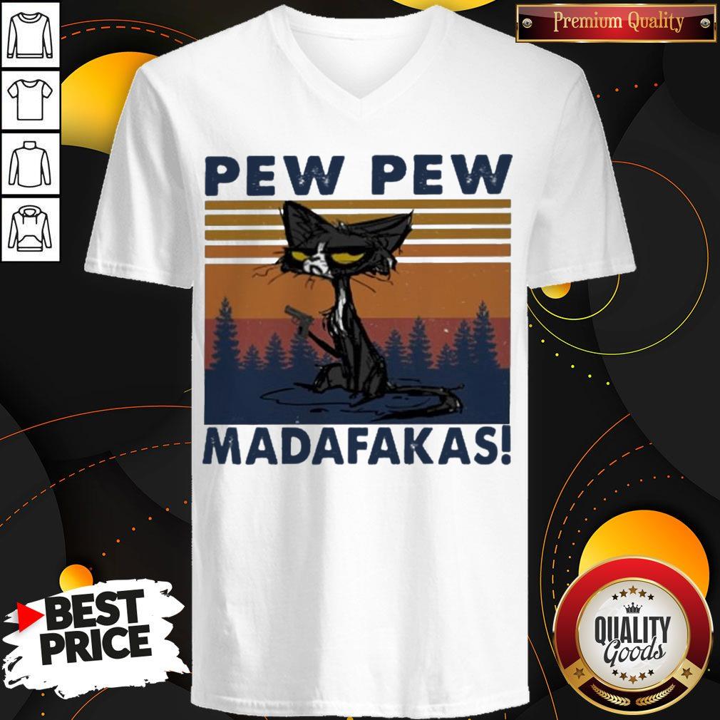 Pretty Black Cat Crazy Pew Pew Madafakas Vintage Shirt