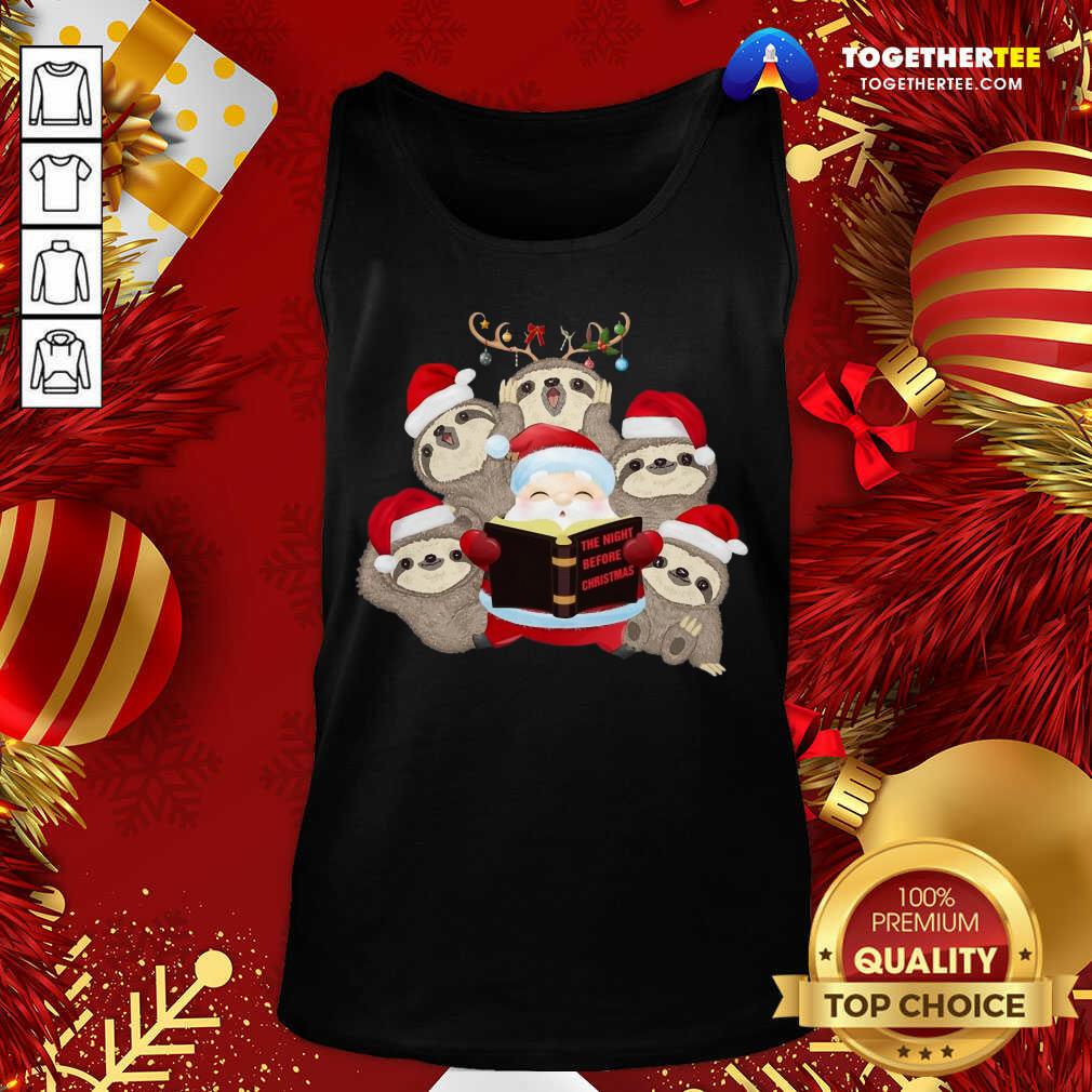 Pretty Santa And Sloth Reindeer The Night Before Christmas Shirt