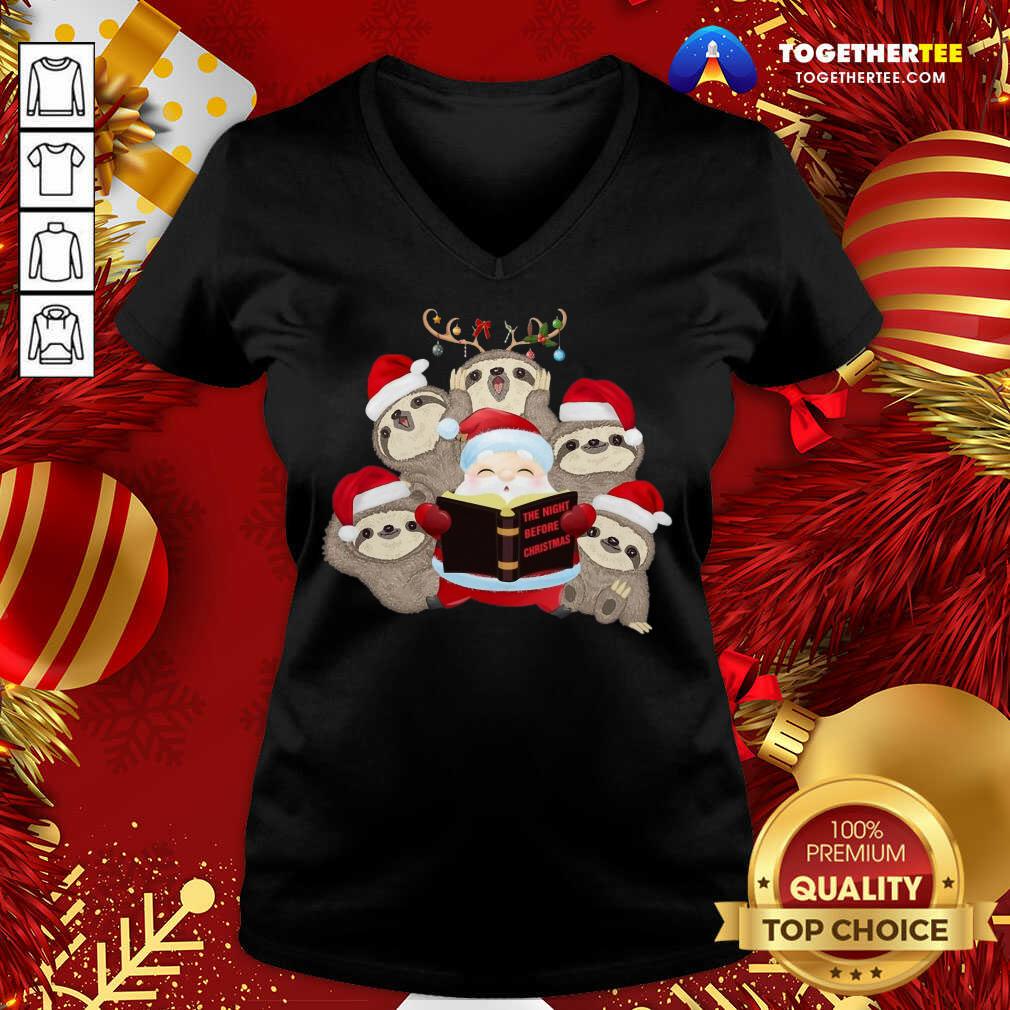 Pretty Santa And Sloth Reindeer The Night Before Christmas Shirt