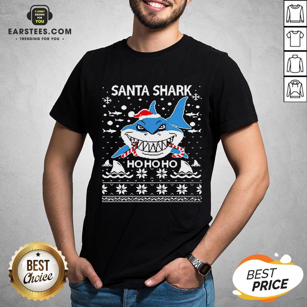 Pretty Santa Shark Ho Ho Ho Christmas Shirt