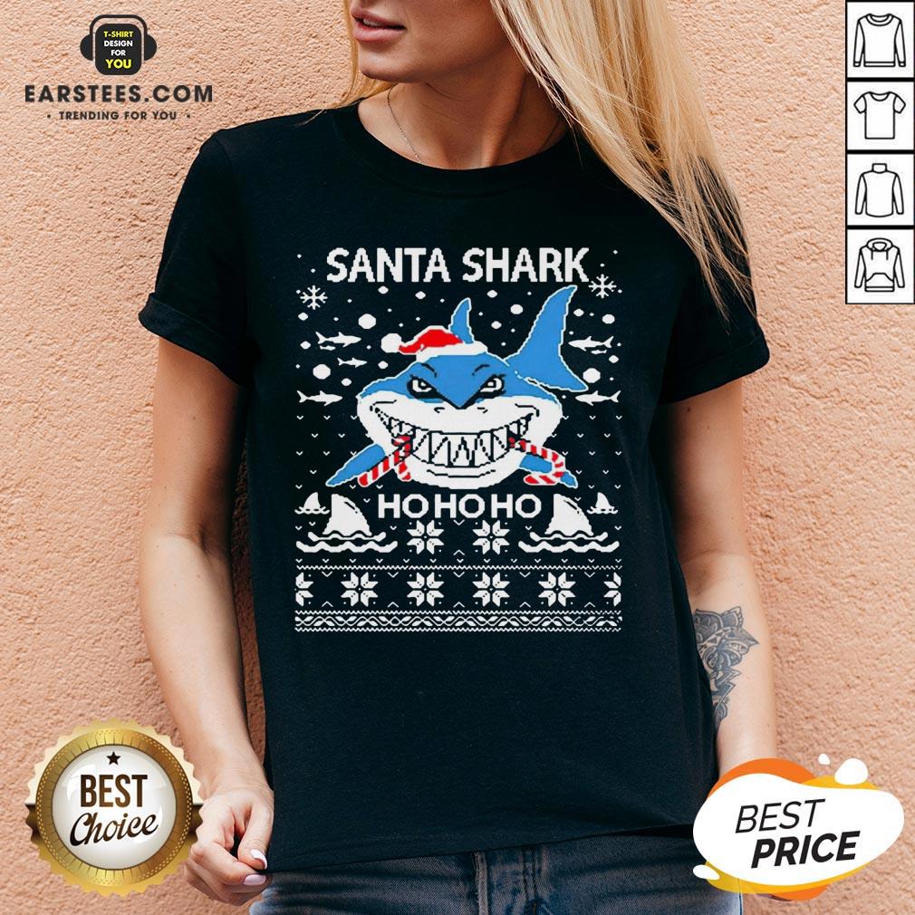 Pretty Santa Shark Ho Ho Ho Christmas Shirt