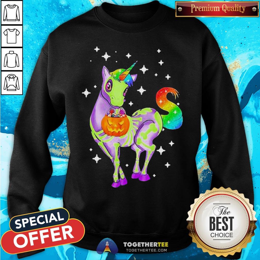 Pretty Unicorn Skeleton Happy Halloween Shirt