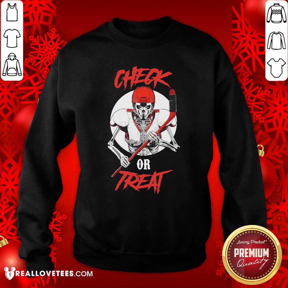 Pro Skeleton Hockey Check Or Treat Shirt