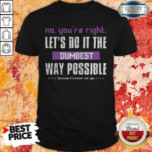 Top No You’Re Right Let’S Do It The Dumbest Way Possible Shirt
