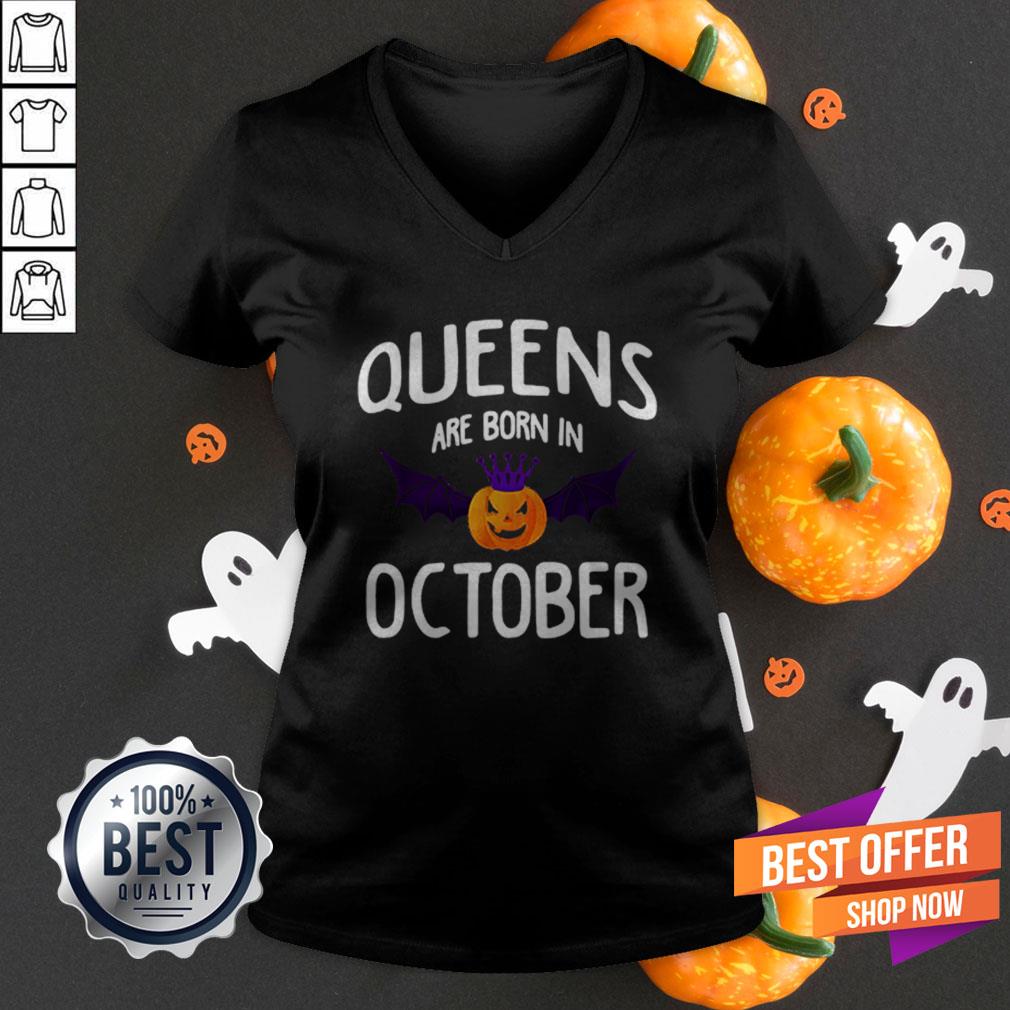 Queens Are Born In October Halloween Shirt