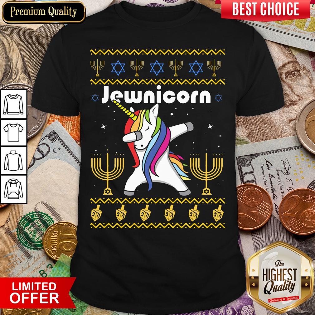 Cool Unicorn Dabbing Jewnicorn Ugly Christmas Shirt