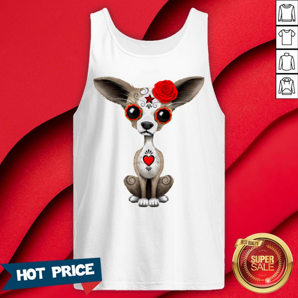 Red Sugar Skull Chihuahua Day Of Dead Dia De Muertos Shirt