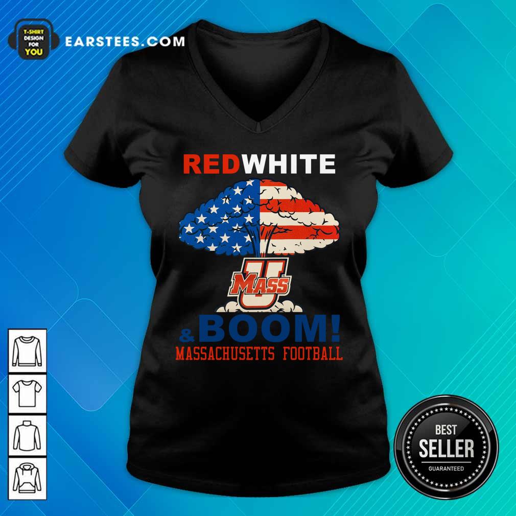 Red White Mass And Boom Massachusetts Football American Flag 4th Of July Shirt