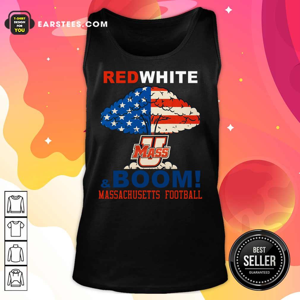 Red White Mass And Boom Massachusetts Football American Flag 4th Of July Shirt