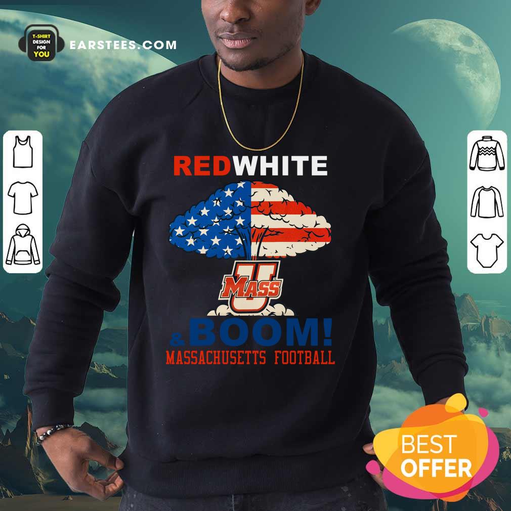 Red White Mass And Boom Massachusetts Football American Flag 4th Of July Shirt